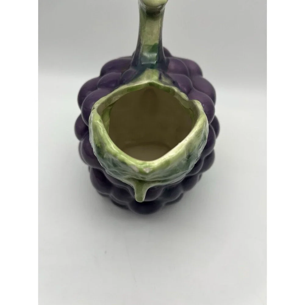 Vintage MR. MAN Grapes Majolica Ceramic Glazed Pitcher, made in Taiwan